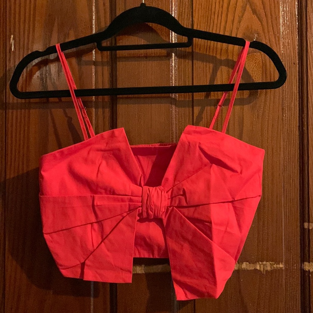 Francesca’s Bow Cropped Cami. Red. Size: S. NWT